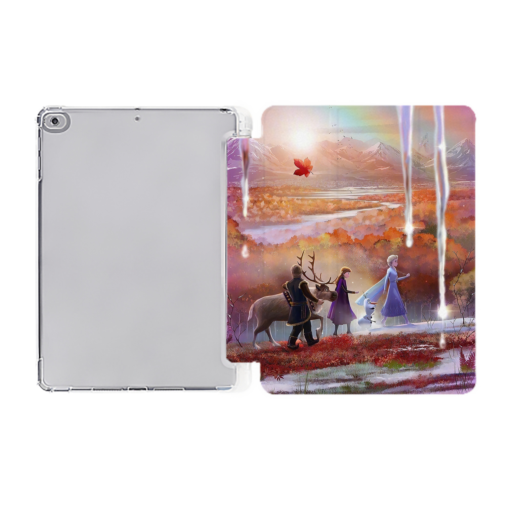 （画像用） アナと雪の女王 アンナ エルサ Frozen Anna Elsa IPad ケース ペン収納付き 三つ折りスタンド PUレザー×シリコン 対応機種9.5/10.5/10.9インチ